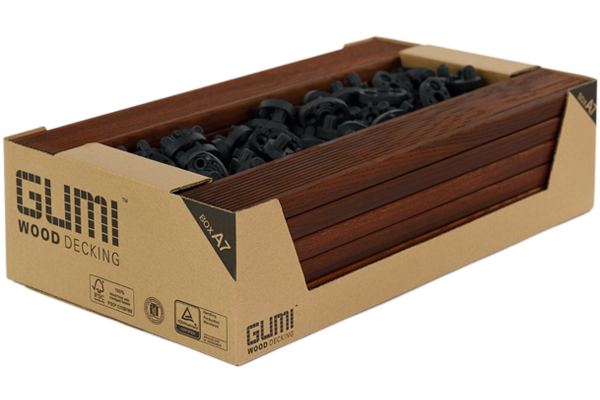 BOX A7 - Lames de terrasse huilées, 16 pièces - 21x70x514 mm, connecteurs inclus
